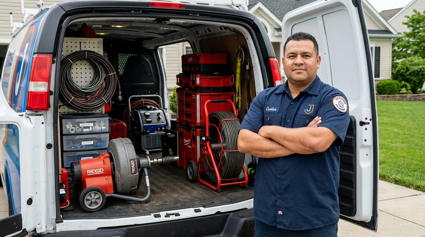 Professional drain cleaning equipment and Johns Plumbing LLC plumber in Newport Beach