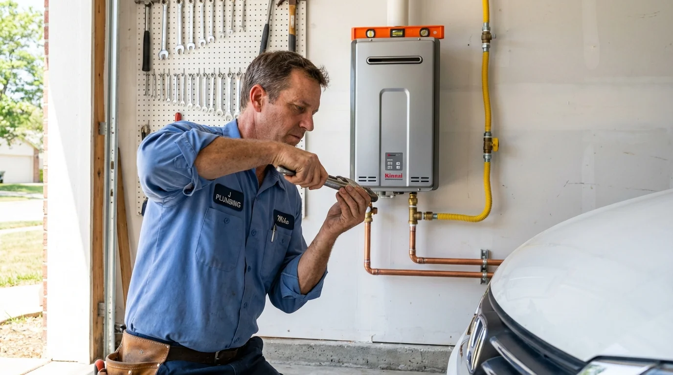 Tankless water heater installation by a Johns Plumbing LLC plumber in Newport Beach